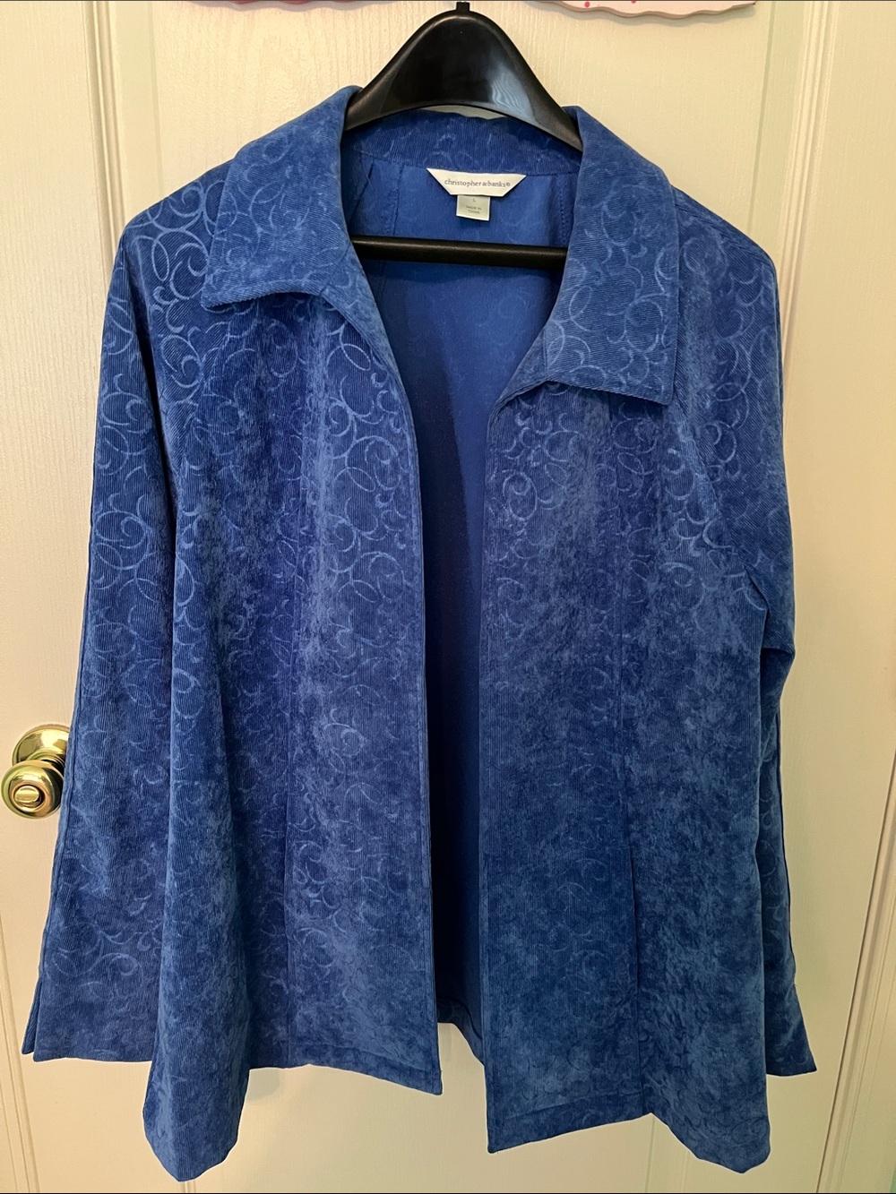 Christopher & Banks Blue Open Front Corduroy Blazer Jacket